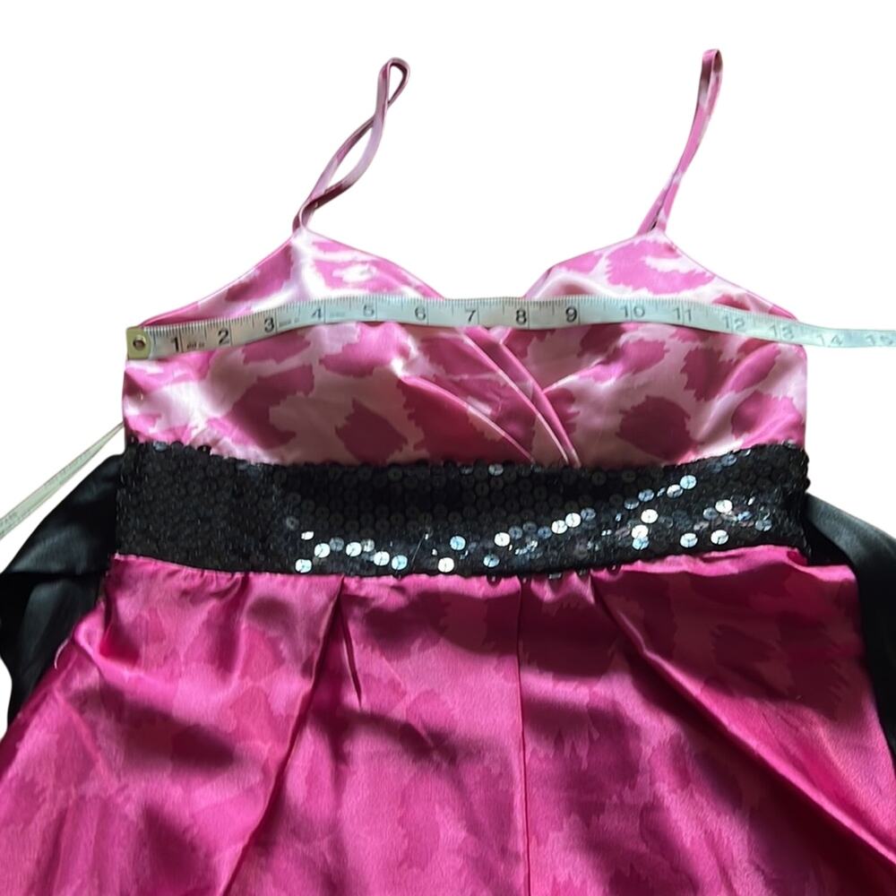 City Triangles Juniors Size 3 Pink Satin Animal Print Special Occasion Dress - Picture 10 of 12